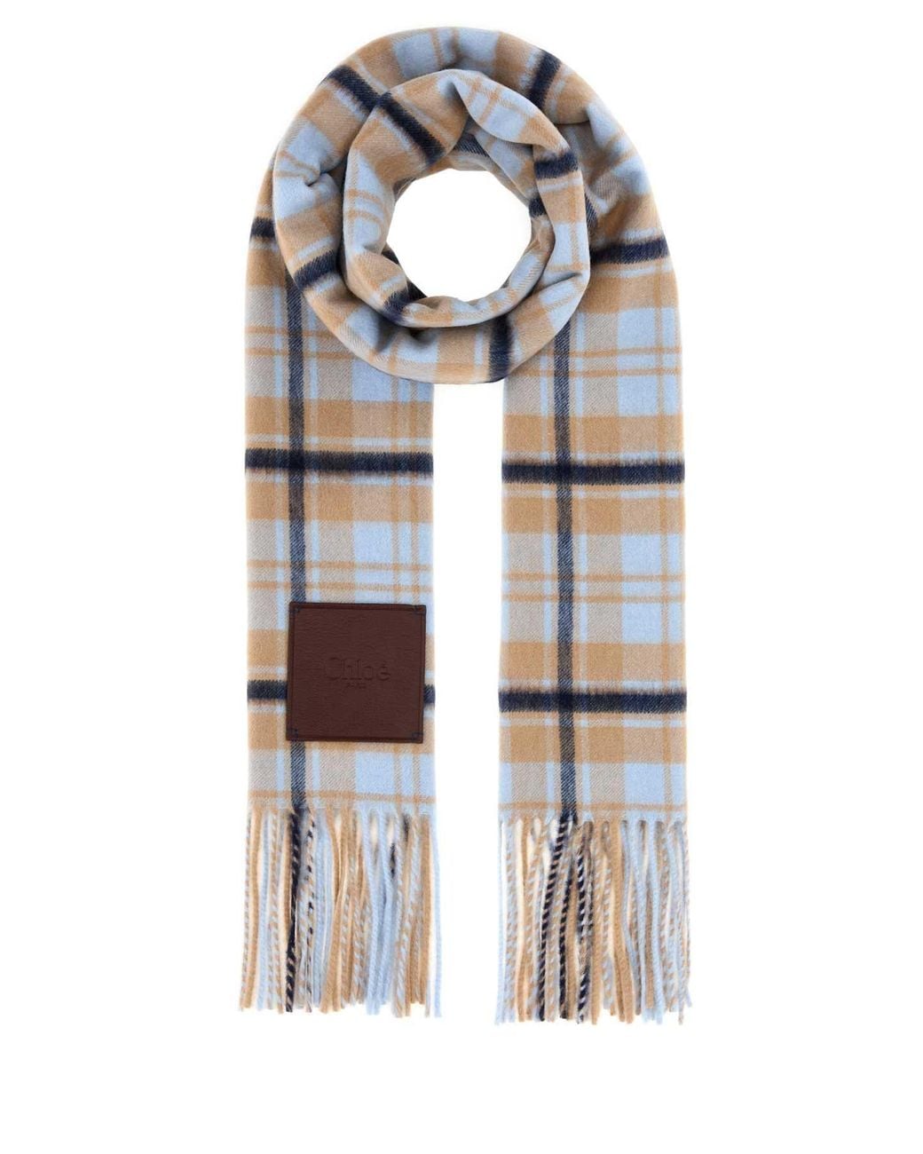 Chloé White Embroidered Cashmere Highlanding Scarf, 200 Cm X 35 Cm