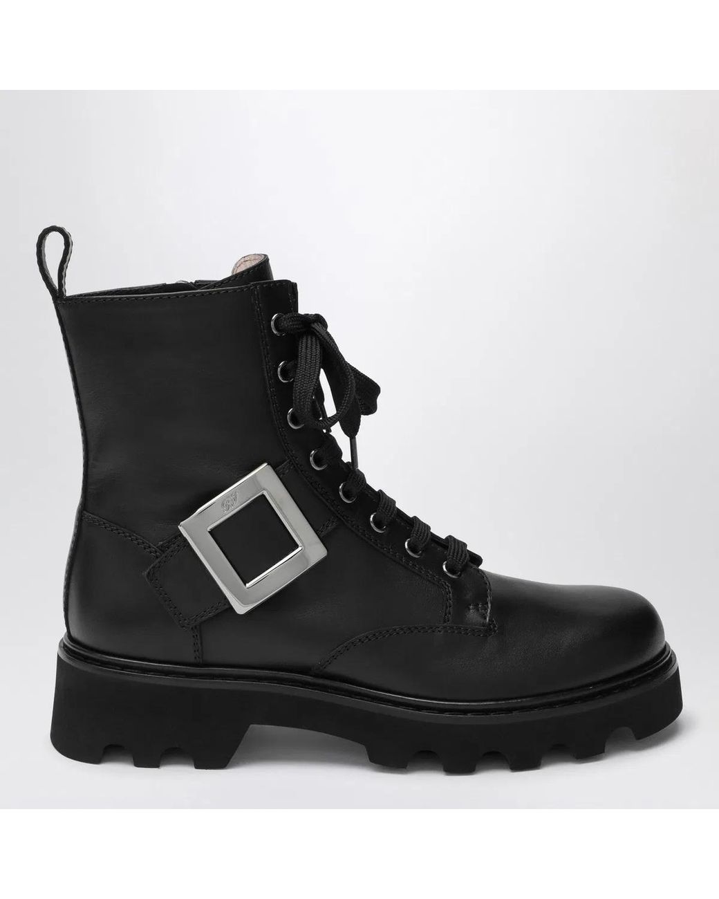 Roger Vivier Black Viv' Rangers Truck Leather Ankle Boots