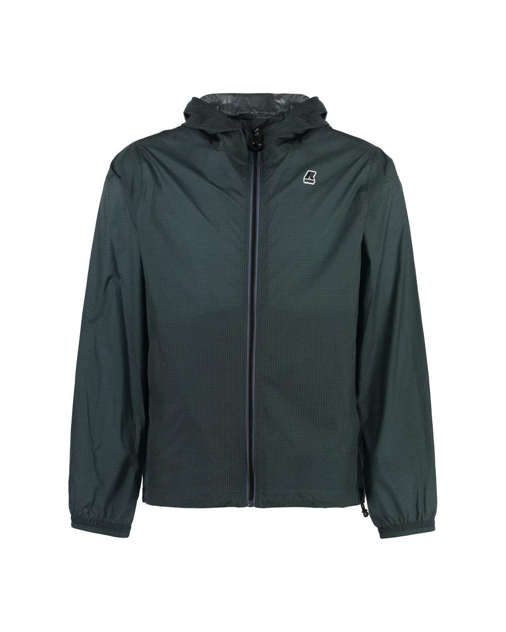 K-Way Green Cleon Hooded Nylon Jacket for men