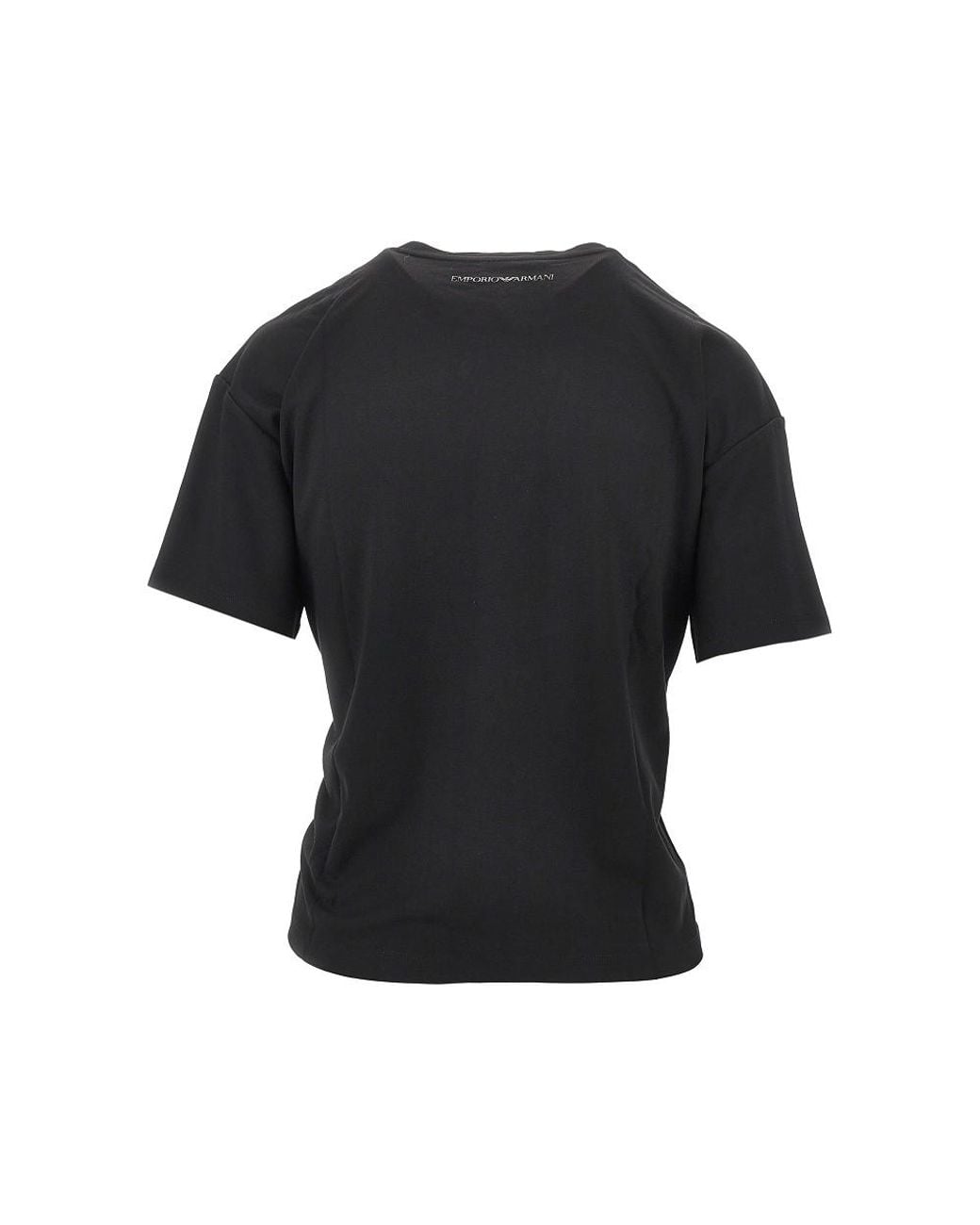 Emporio Armani Black Embroidered Interlock Jersey T-Shirt
