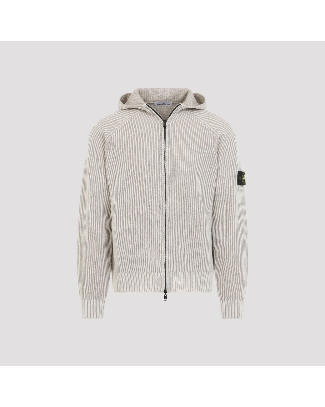 Stone Island Gray Knit Hoodie for men