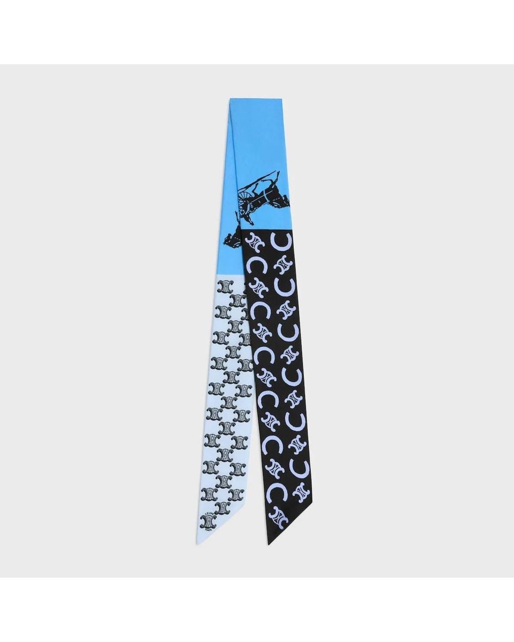 Céline Blue Triomphe-Print Silk Scarf