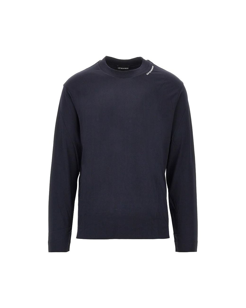 Emporio Armani Blue Stretch Jersey T-Shirt With Logo Embroidery for men