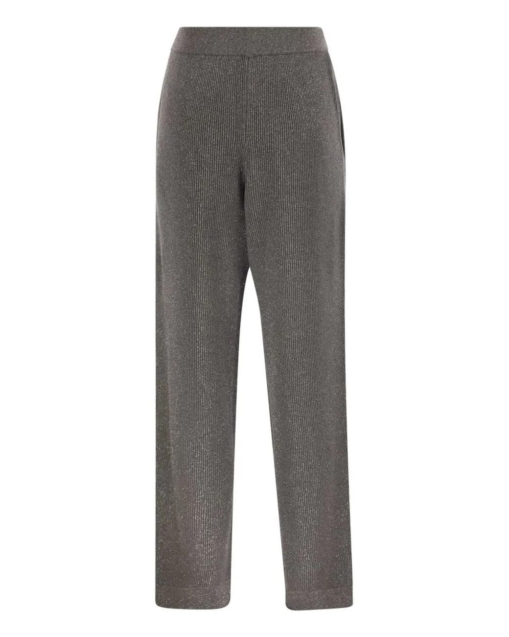 Brunello Cucinelli Gray English Rib Cotton And Viscose Pants