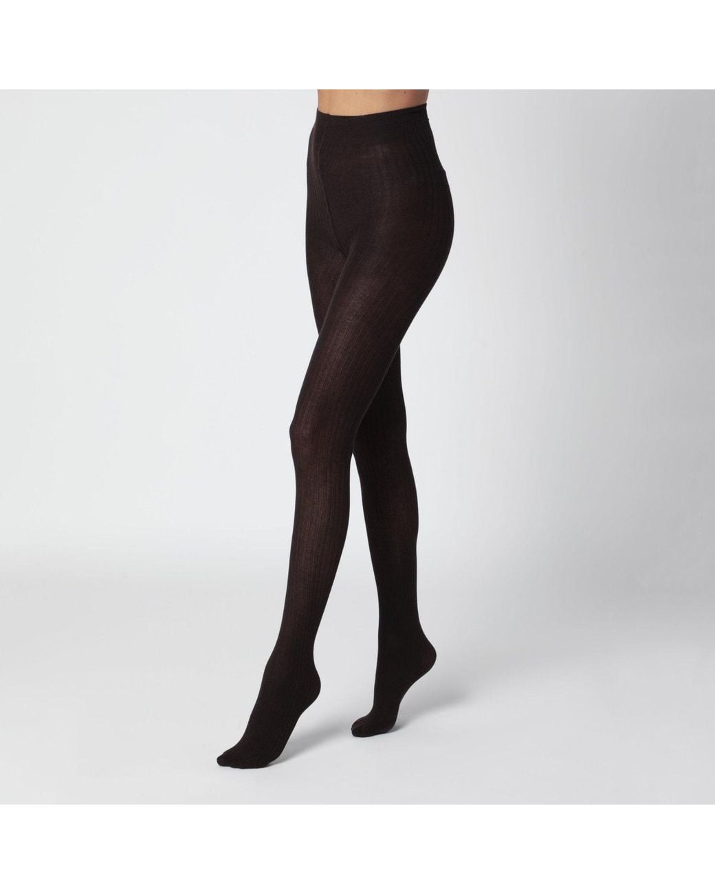 Max Mara Black Ribbed Tights