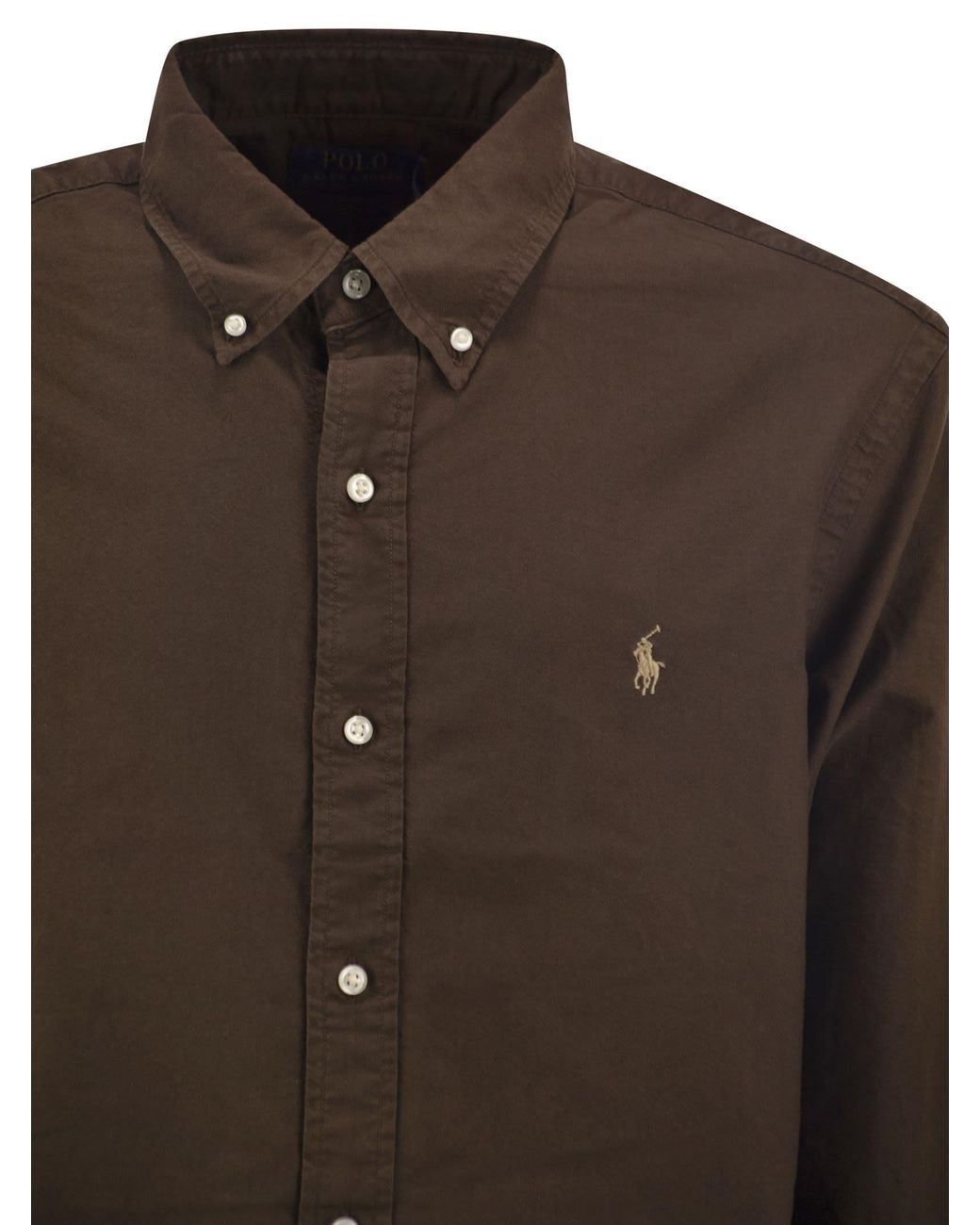 Polo Ralph Lauren Brown Cotton Shirt With Embroidered Logo for men
