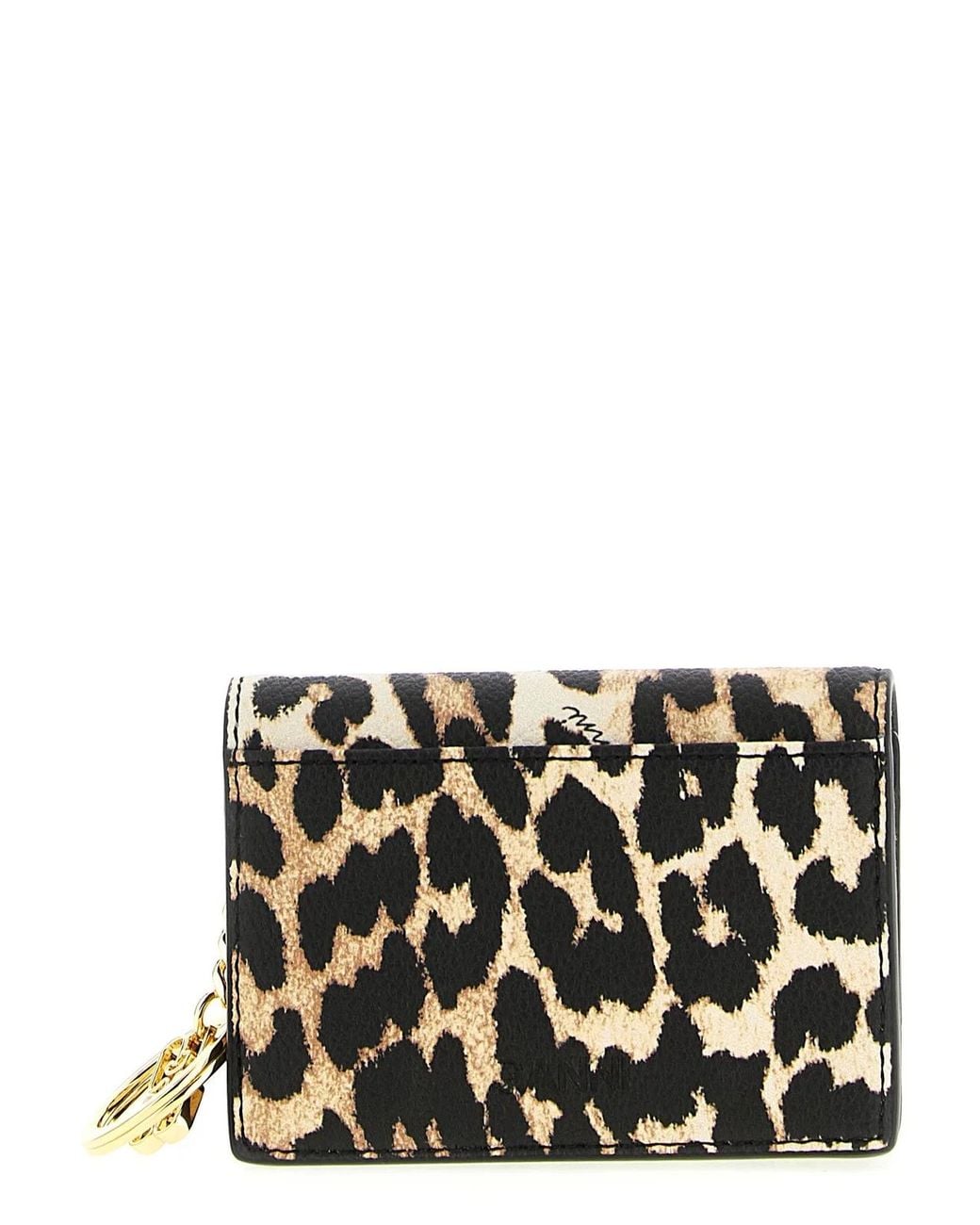 Ganni Black 'Leopard' Print Card Holder