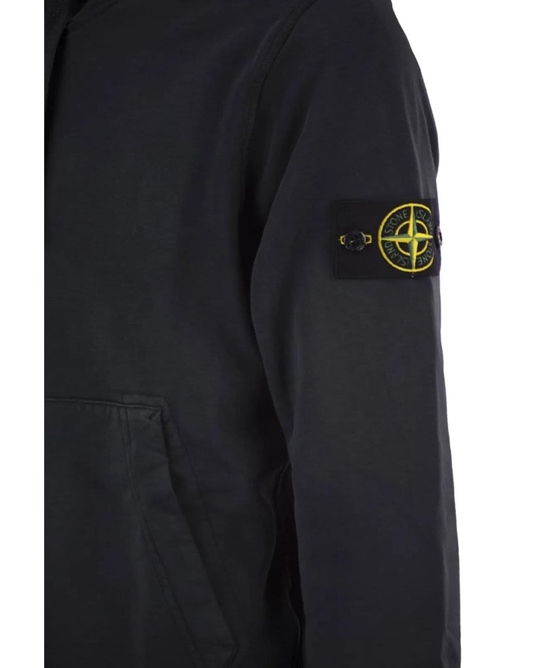 Stone Island Blue Logo Cotton Hoodie for men