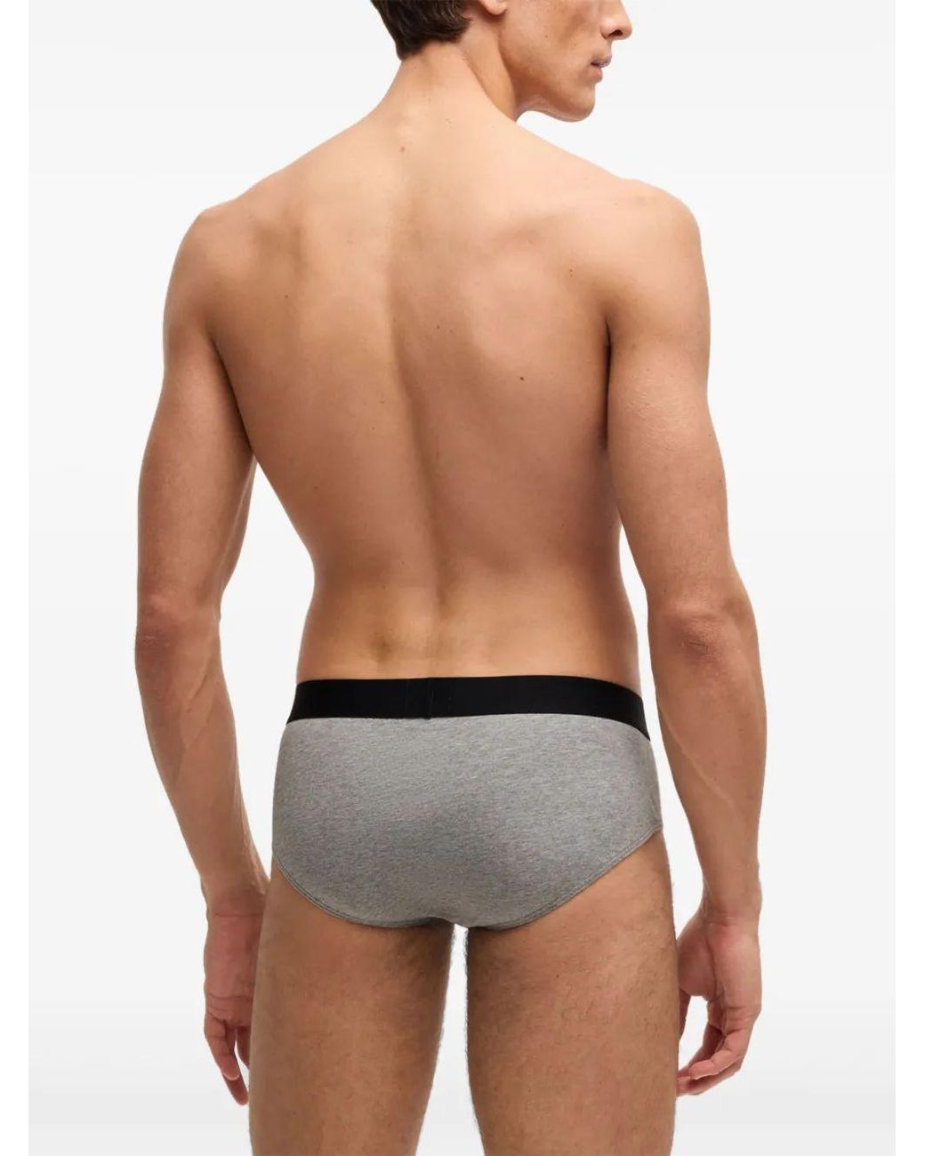 Boss Black Set Of Three Cotton Briefs With Logoed Elastic Band for men