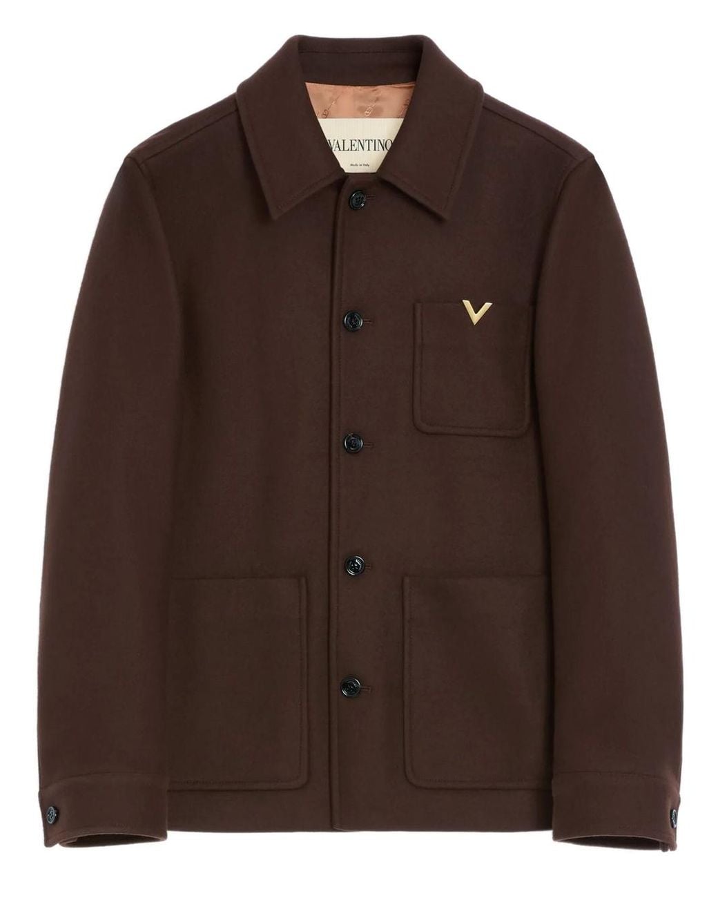 Valentino Garavani Brown Wool Jacket With Vgold for men