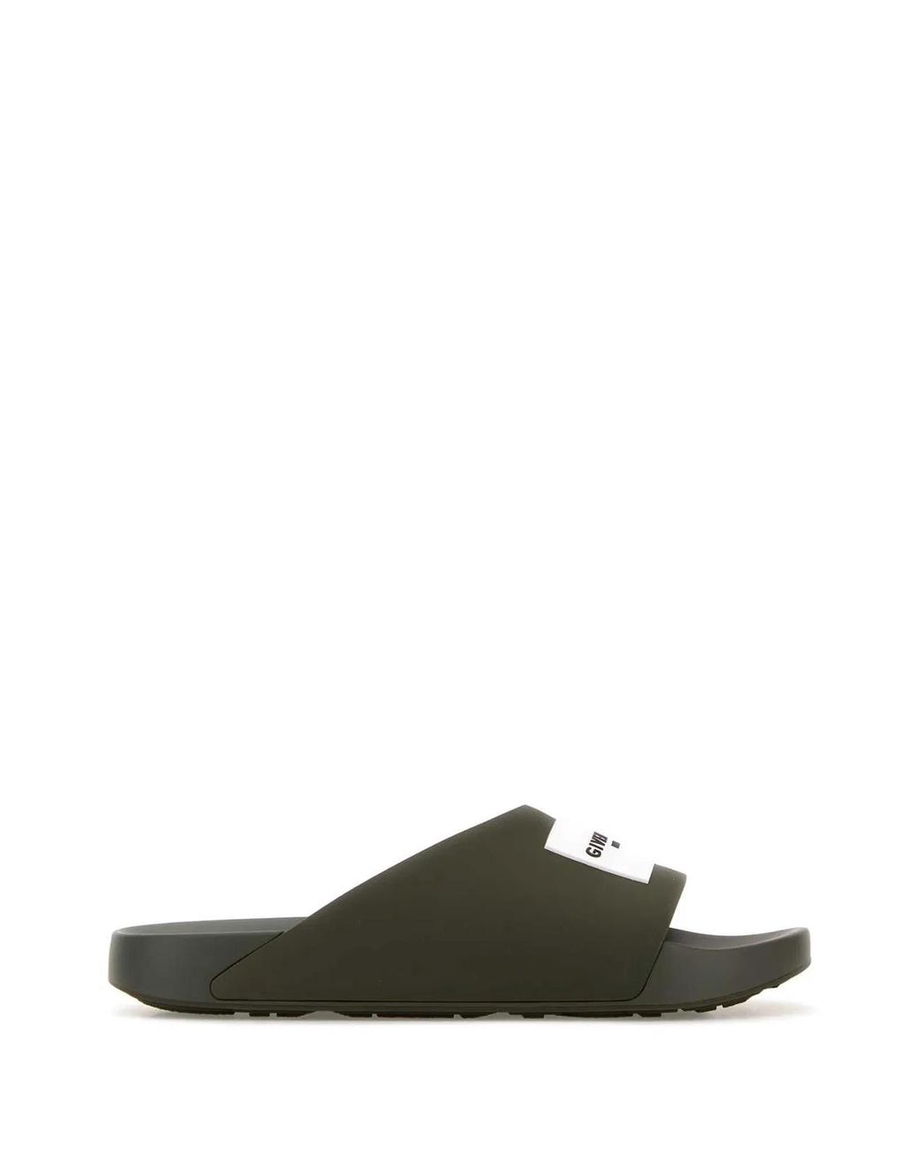 Givenchy Green Army Rubber Label Slippers for men