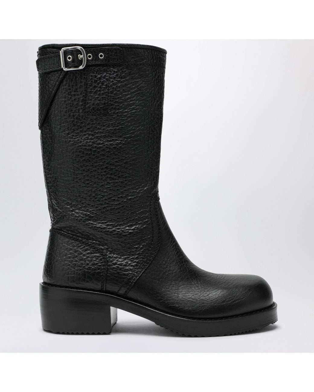 Dries Van Noten Black Leather Biker Boots