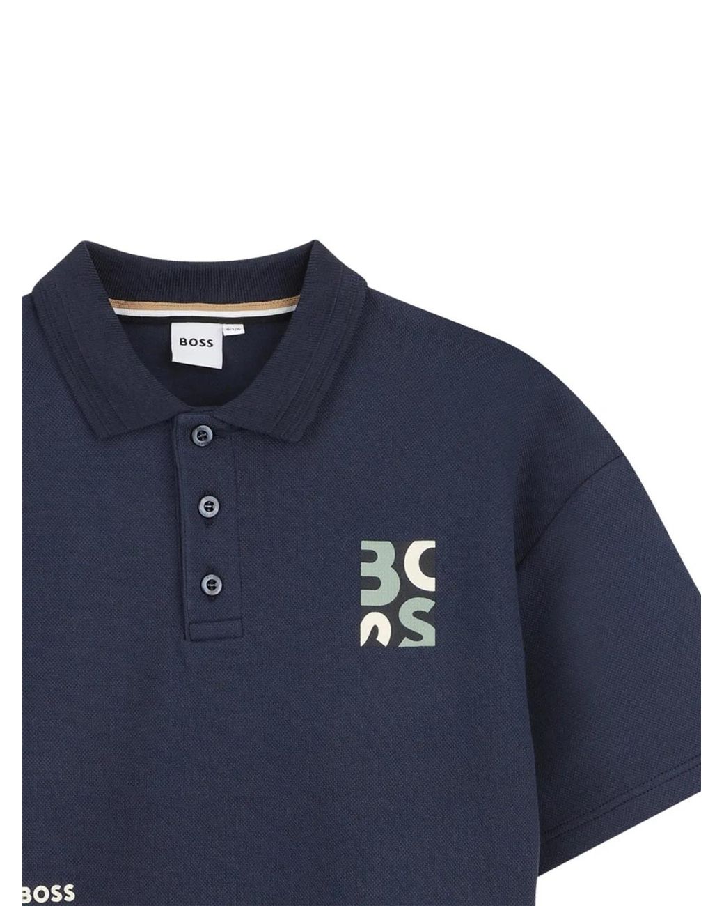Boss Blue Polo Maniche Corte Con Logo