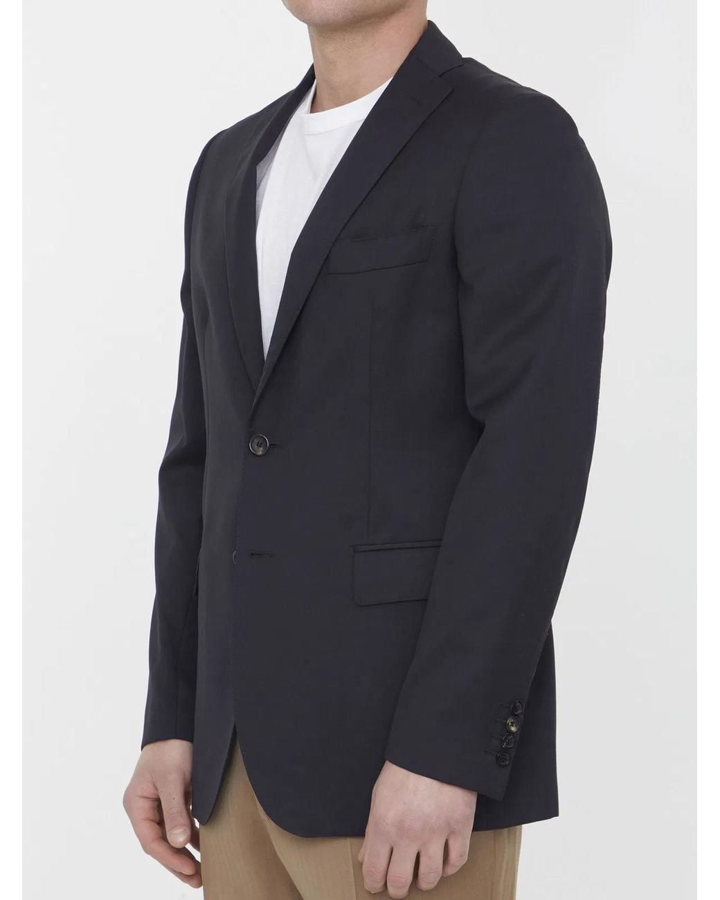 Tonello Blue Single-Breasted Wool Jacket for men