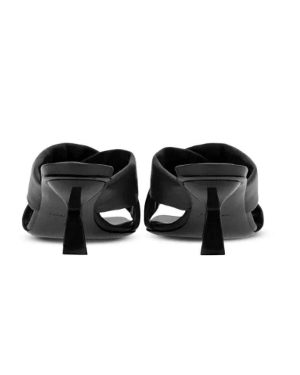 Ferragamo Black Elegant Slip-On Heels With Crossover Design