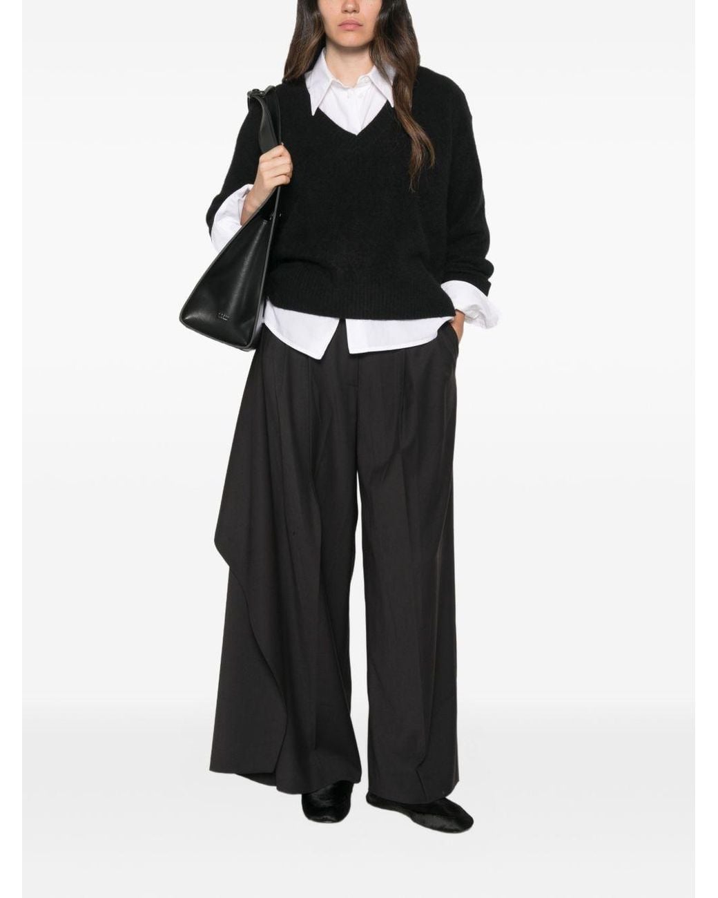 C.t. Plage Black Wool V-Necked Jumper