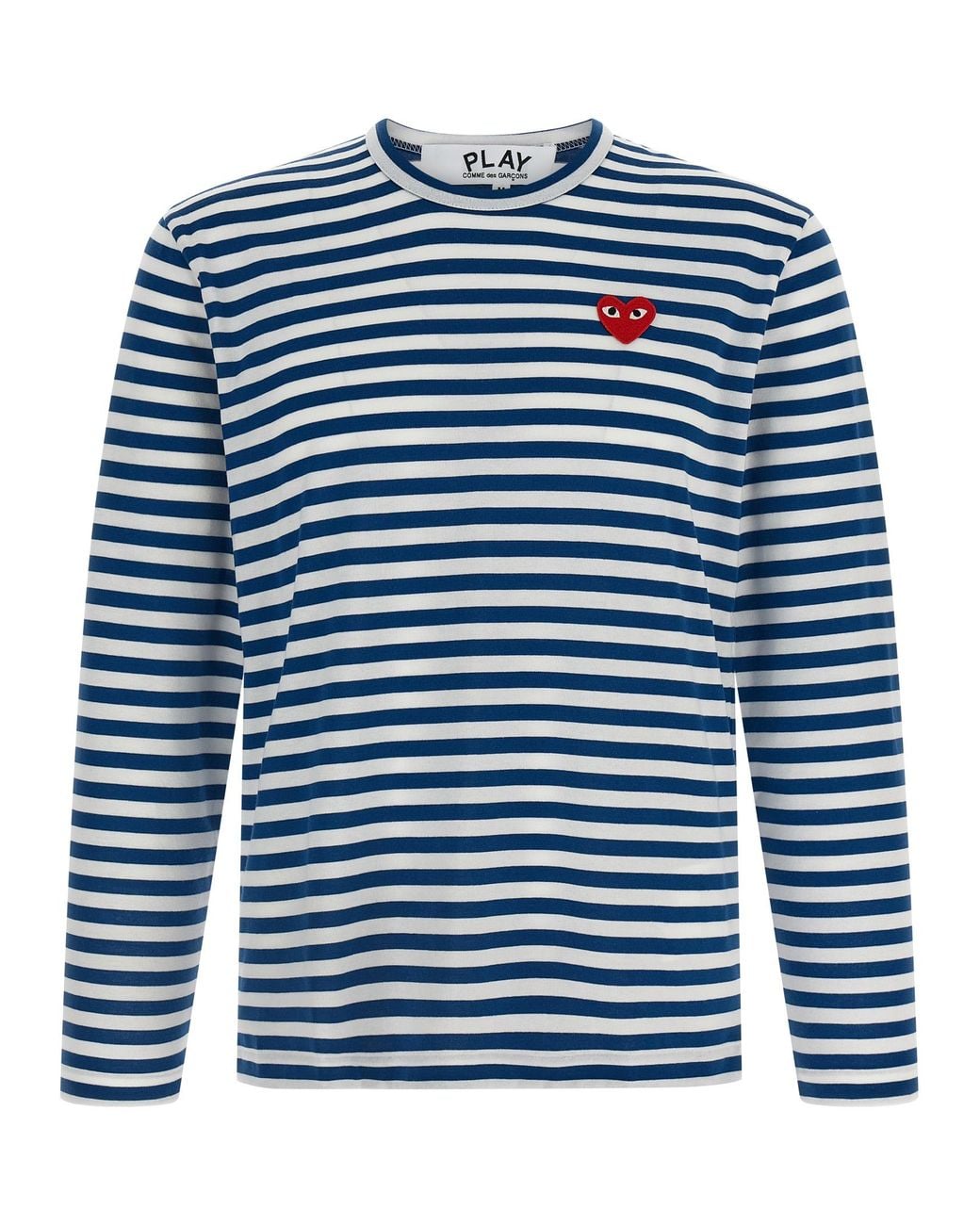COMME DES GARÇONS PLAY Blue Logo Patch Stripes T-Shirt