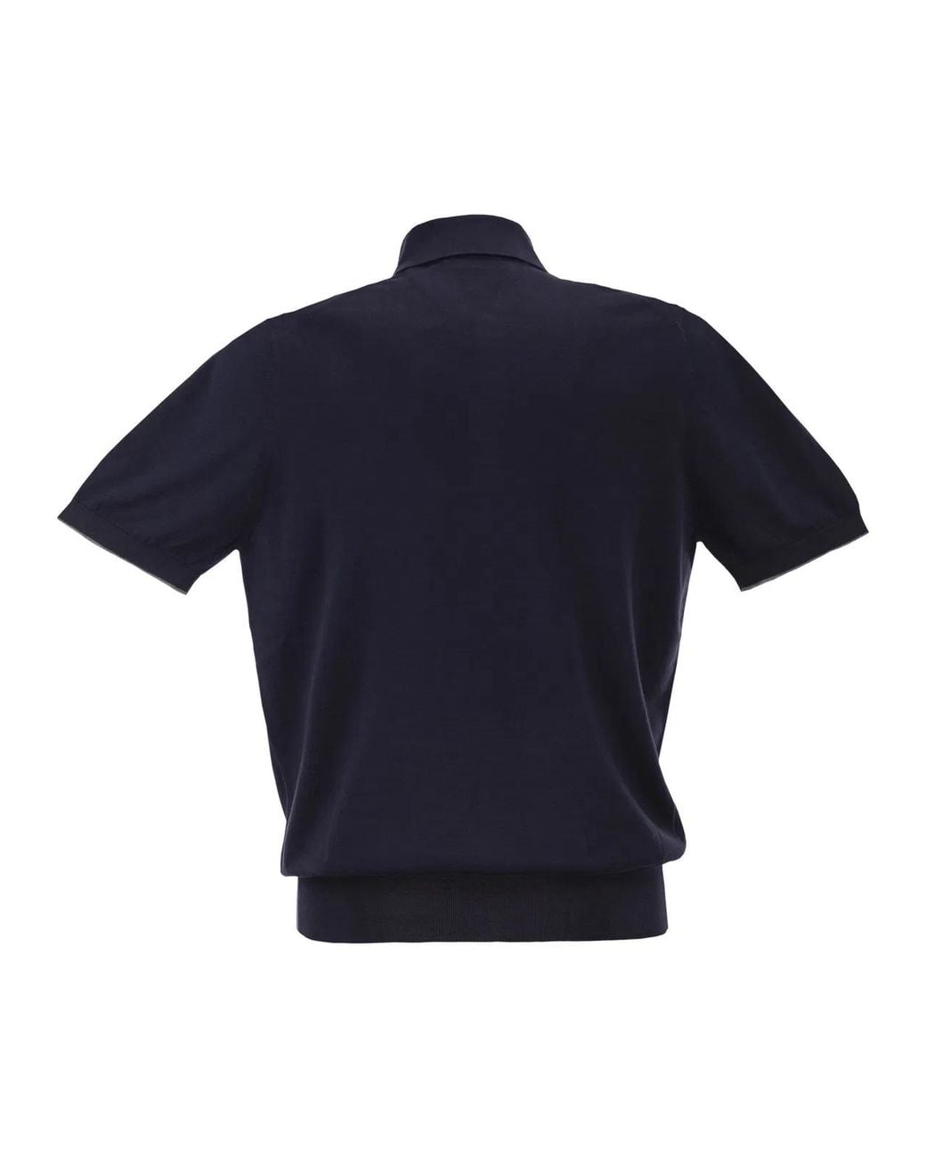 Brunello Cucinelli Blue Lightweight Cotton Knit Polo Shirt for men