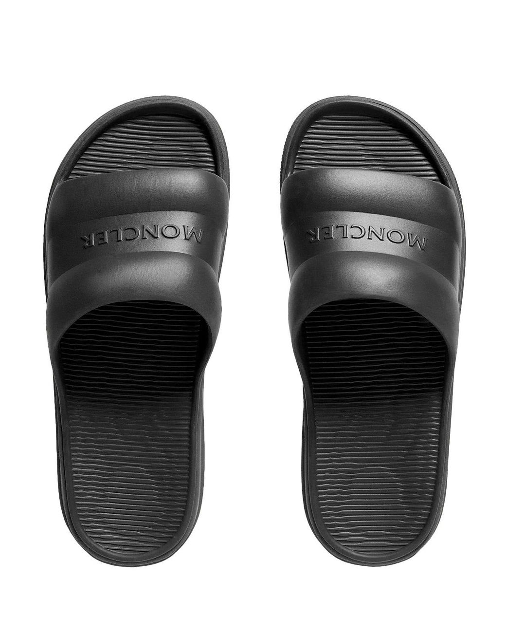 Moncler Black Slippers With Embossed Logo