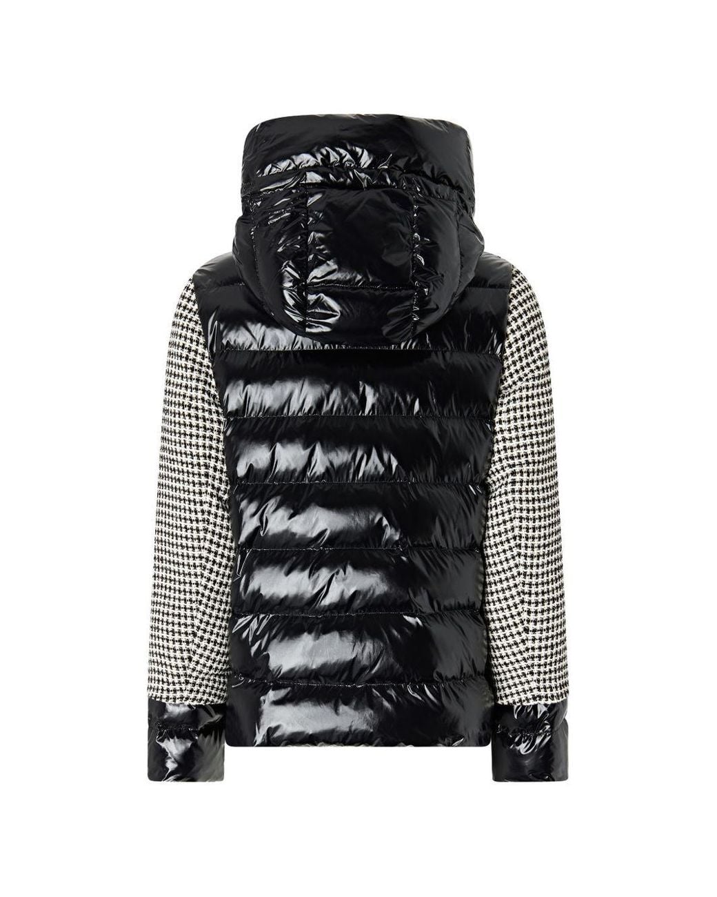 Pinko Gray Tweed Down Jacket With Detachable Sleeves