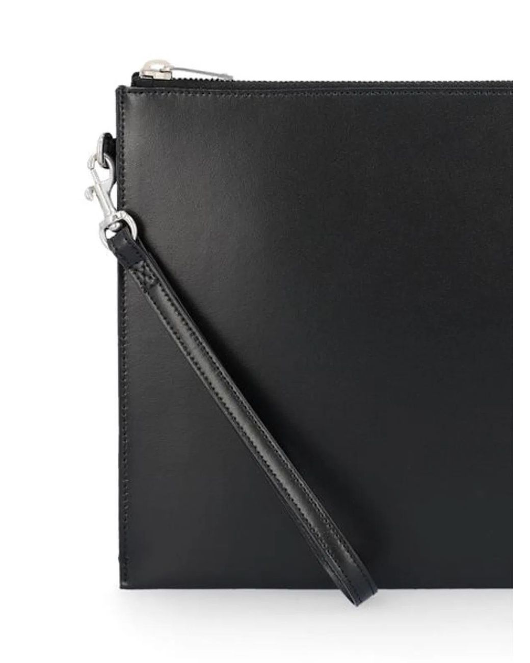 Saint Laurent Black Leather Monogram Clutch Bag for men