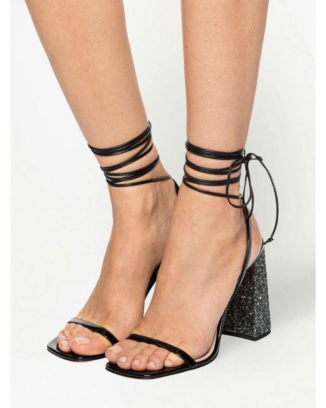 Miu Miu Black Glitter Detail Sandals