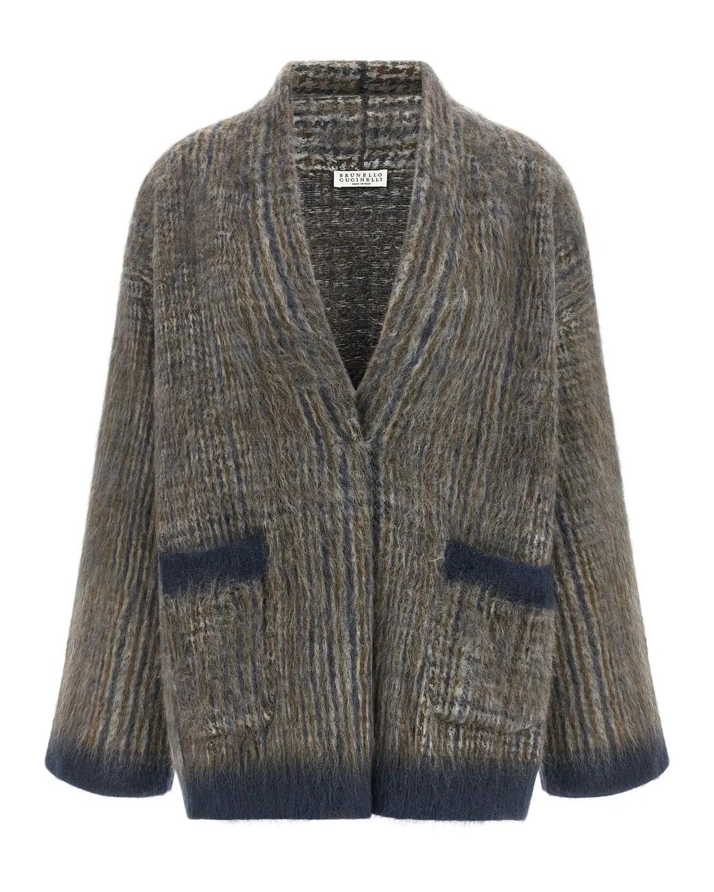 Brunello Cucinelli Gray Cardigan With Scarf