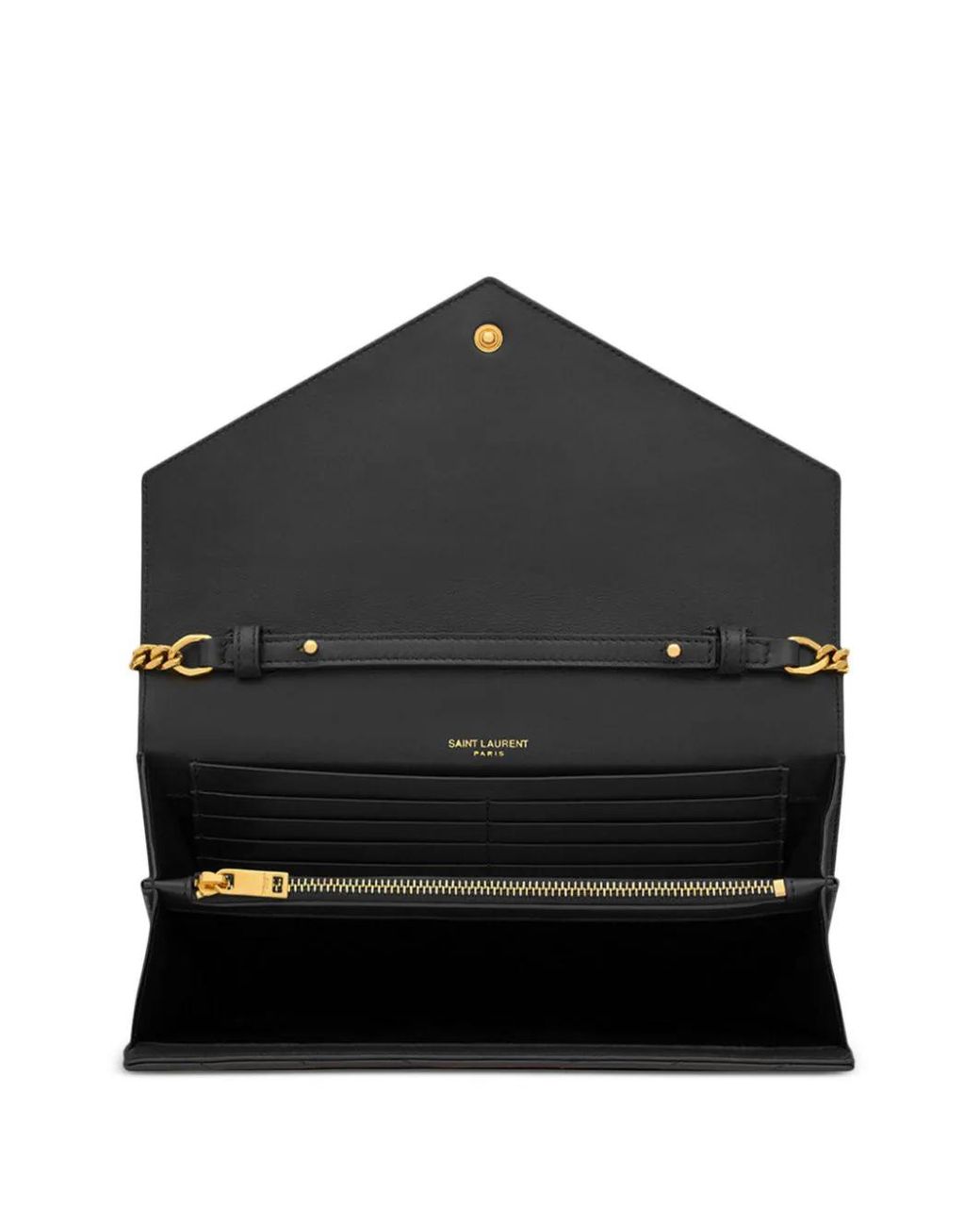 Saint Laurent White Cassandre Chain Wallet