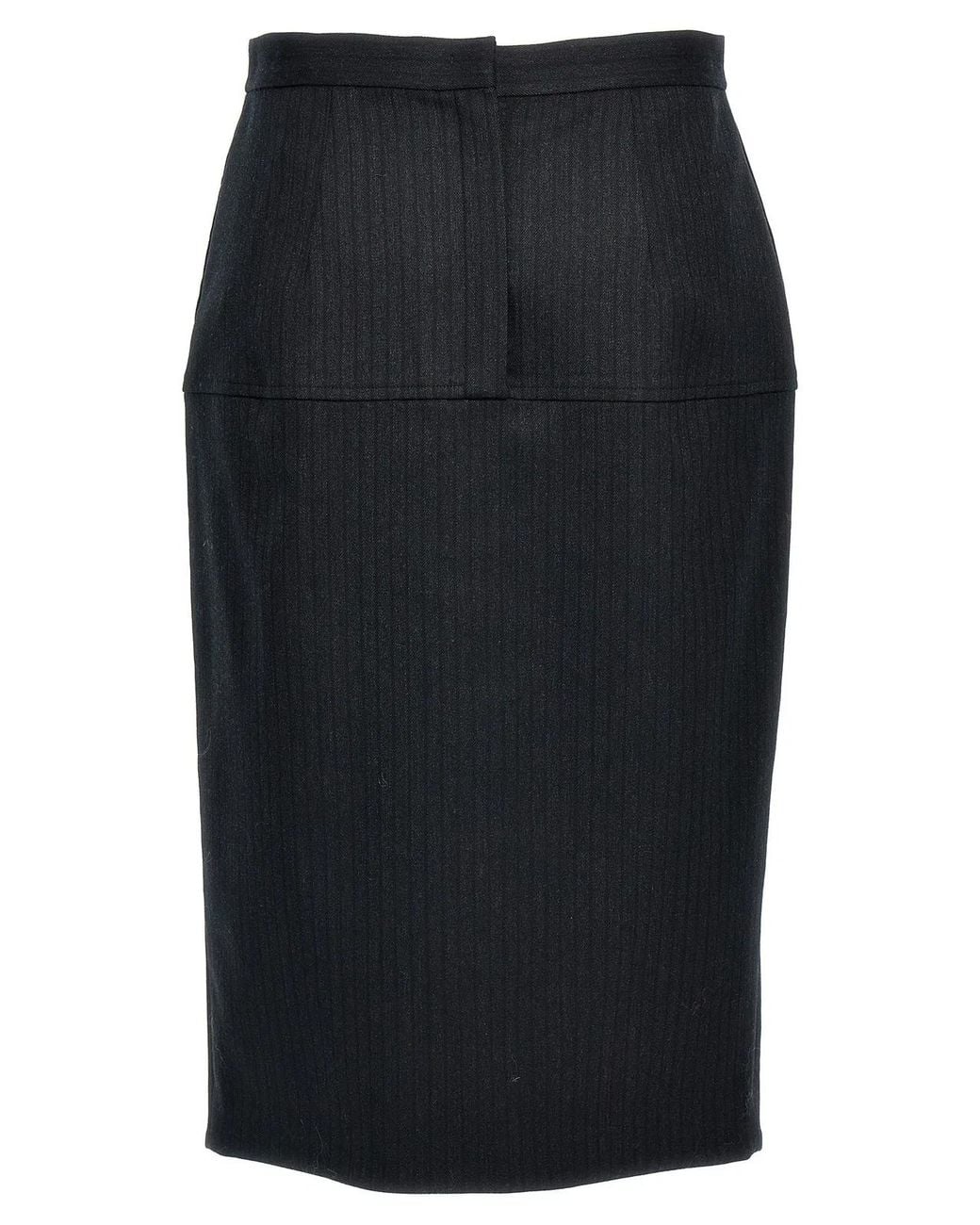 Fendi Black Pinstriped Wool Skirt