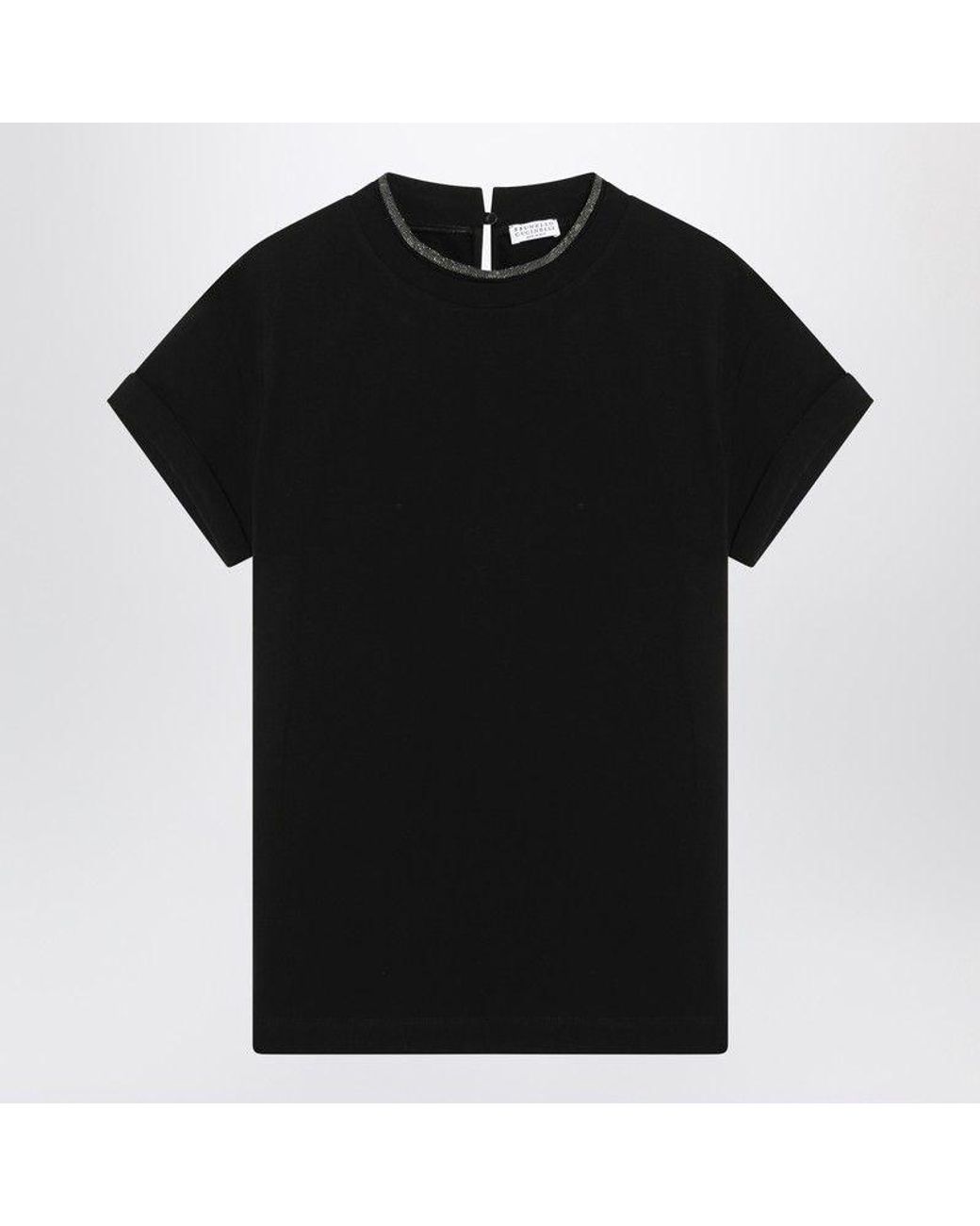 Brunello Cucinelli Black Bead-Embellished T-Shirt