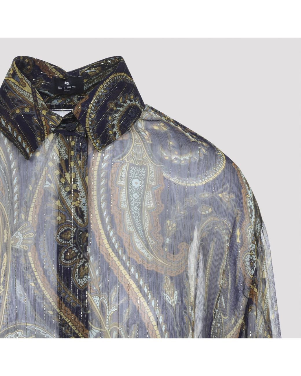 Etro Gray Multi Silk Shirt