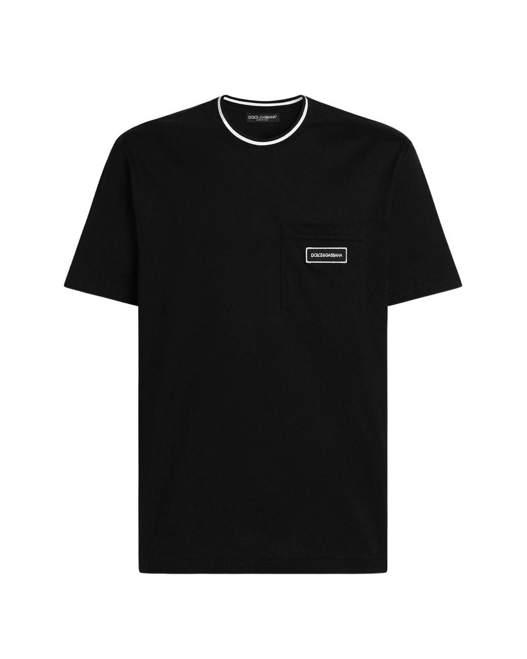 Dolce & Gabbana Black Dolce & Gabbana T-Shirt With Pocket And Logo Patch for men