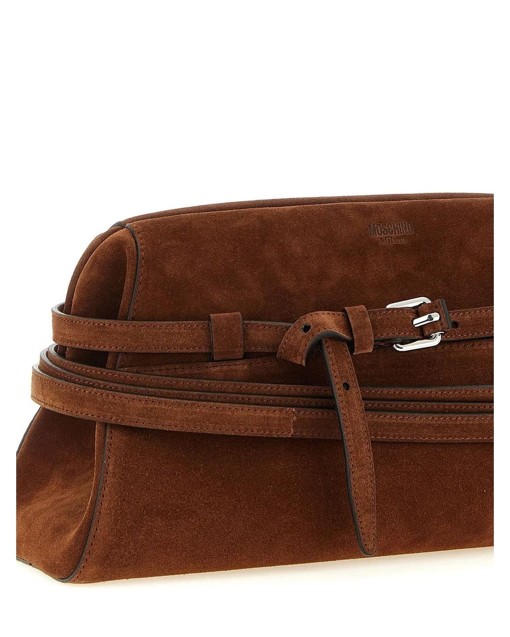 Moschino Brown 'Tie Me' Big Clutch