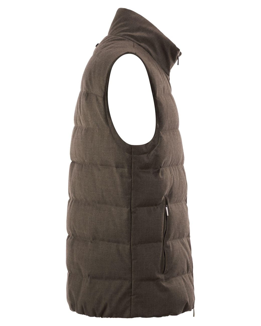 Peserico Brown Wool Blend Padded Gilet With High Collar for men
