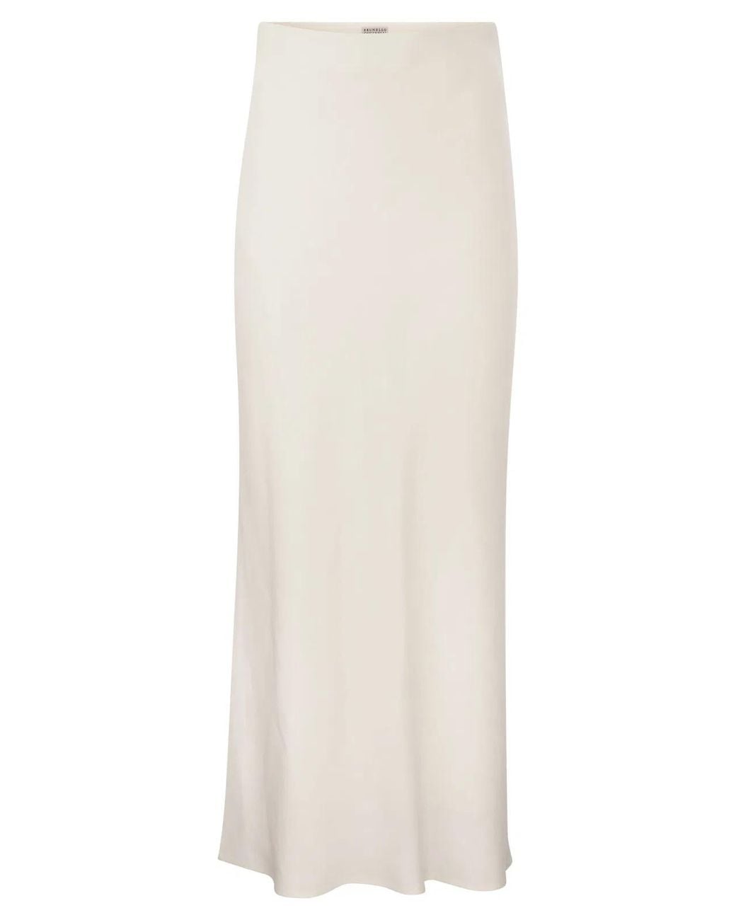 Brunello Cucinelli White Viscose And Linen Long Pencil Skirt