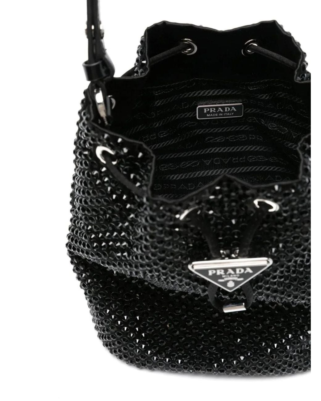 Prada Black Satin Crystal Embellished Bag