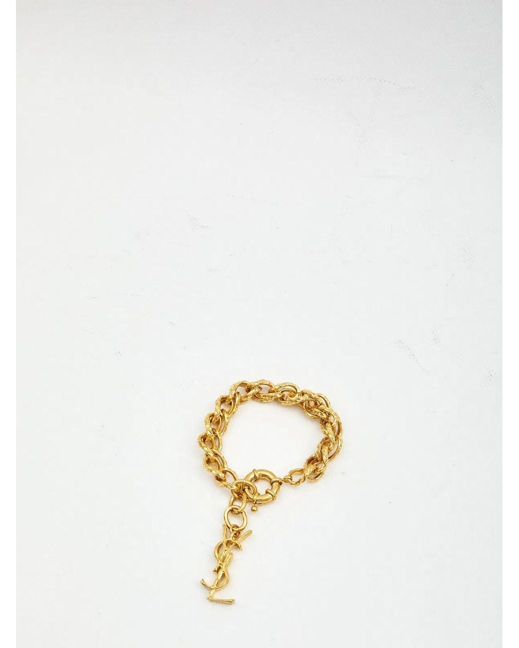 Saint Laurent Metallic Metal Rope Chain Bracelet