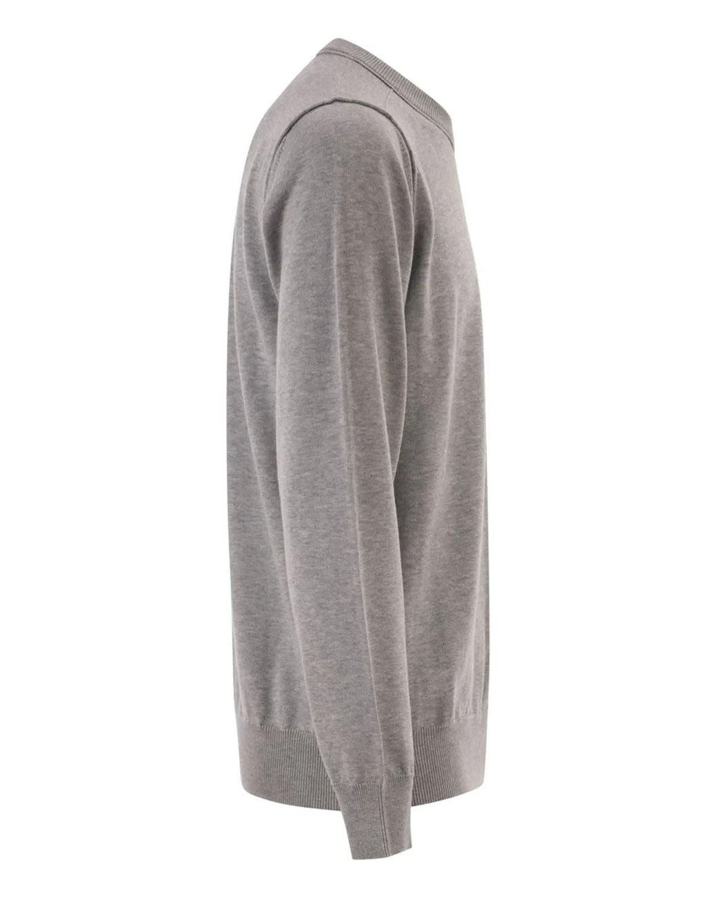 Stone Island Gray Crew Neck Jumper With Small Lapel for men
