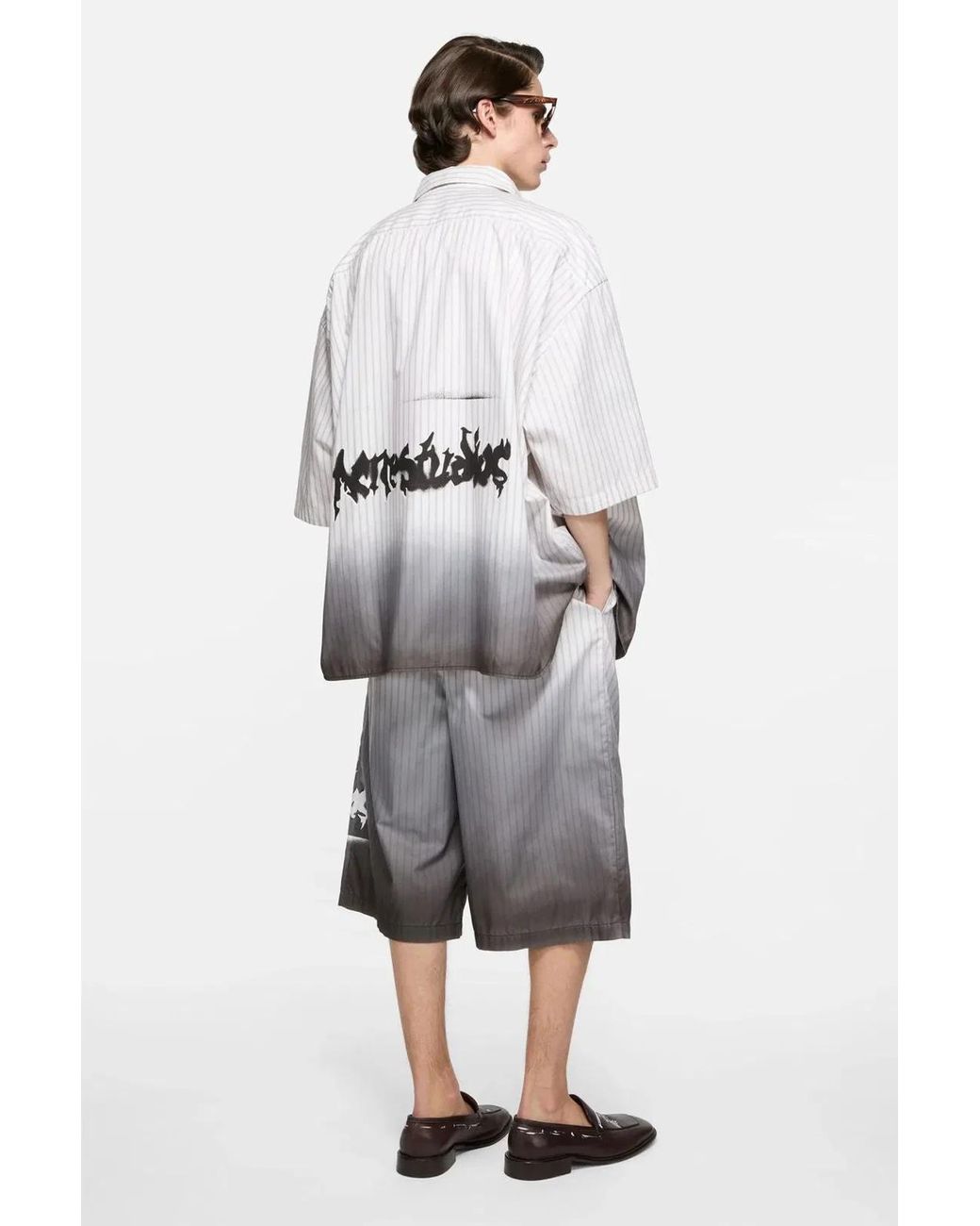 Acne White Dip-Dye Midi Summer Shirt for men