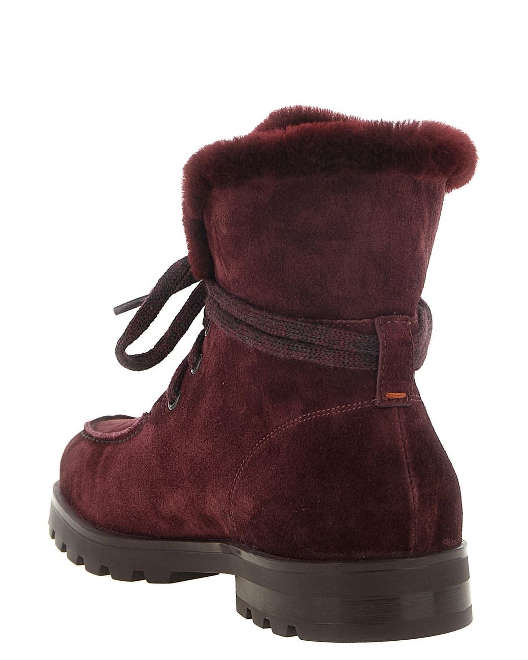 Santoni Red Suede Ankle Boots