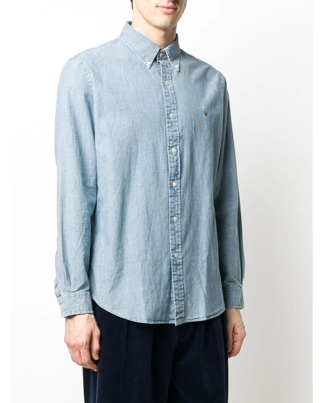 Ralph Lauren Blue Light Button Fastening Shirt for men