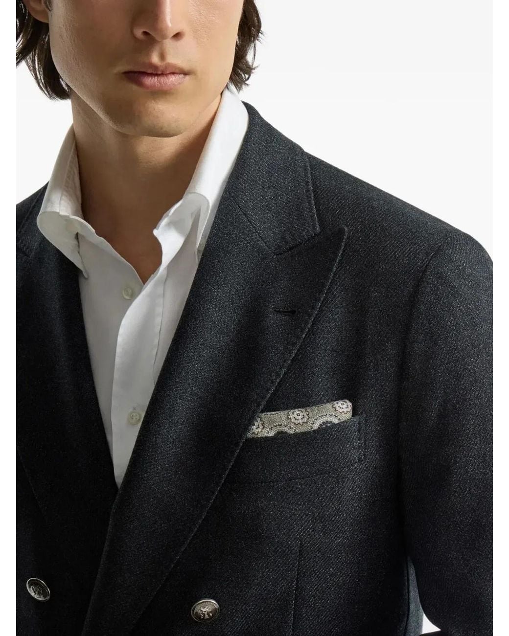 Brunello Cucinelli Gray "Pocket Square" Scarf for men