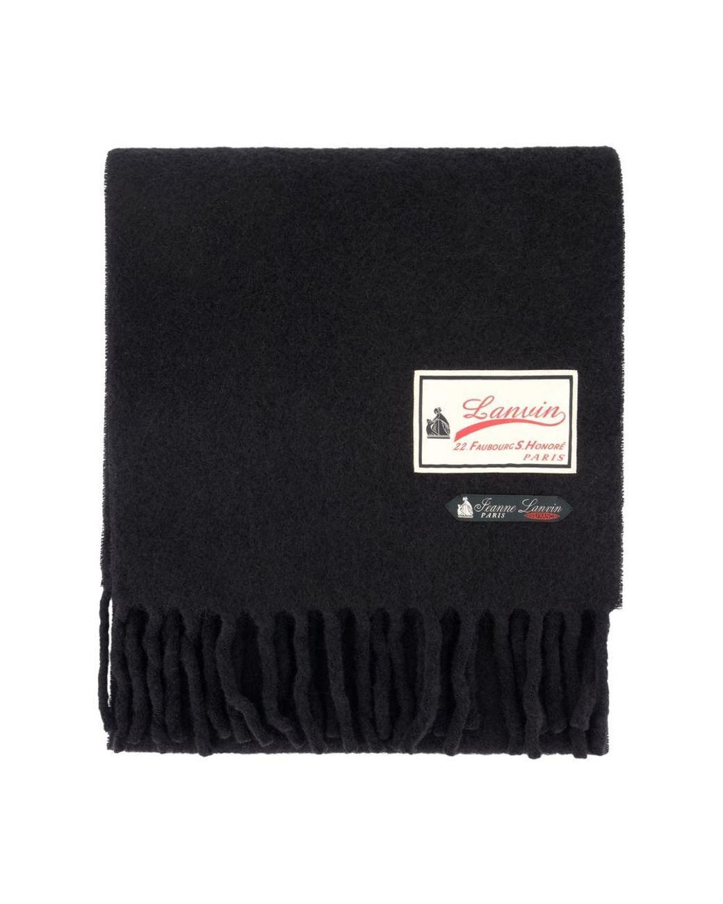 Lanvin Black Fluffy Smash With Label Scarf