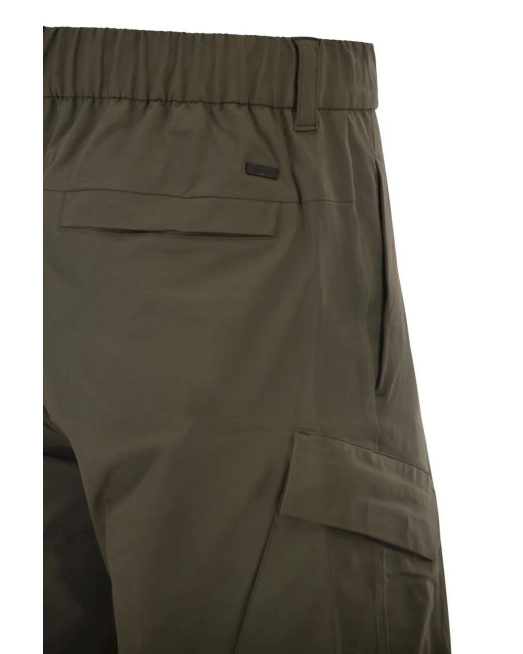 Herno Green Technical Fabric Cargo Bermuda Shorts for men