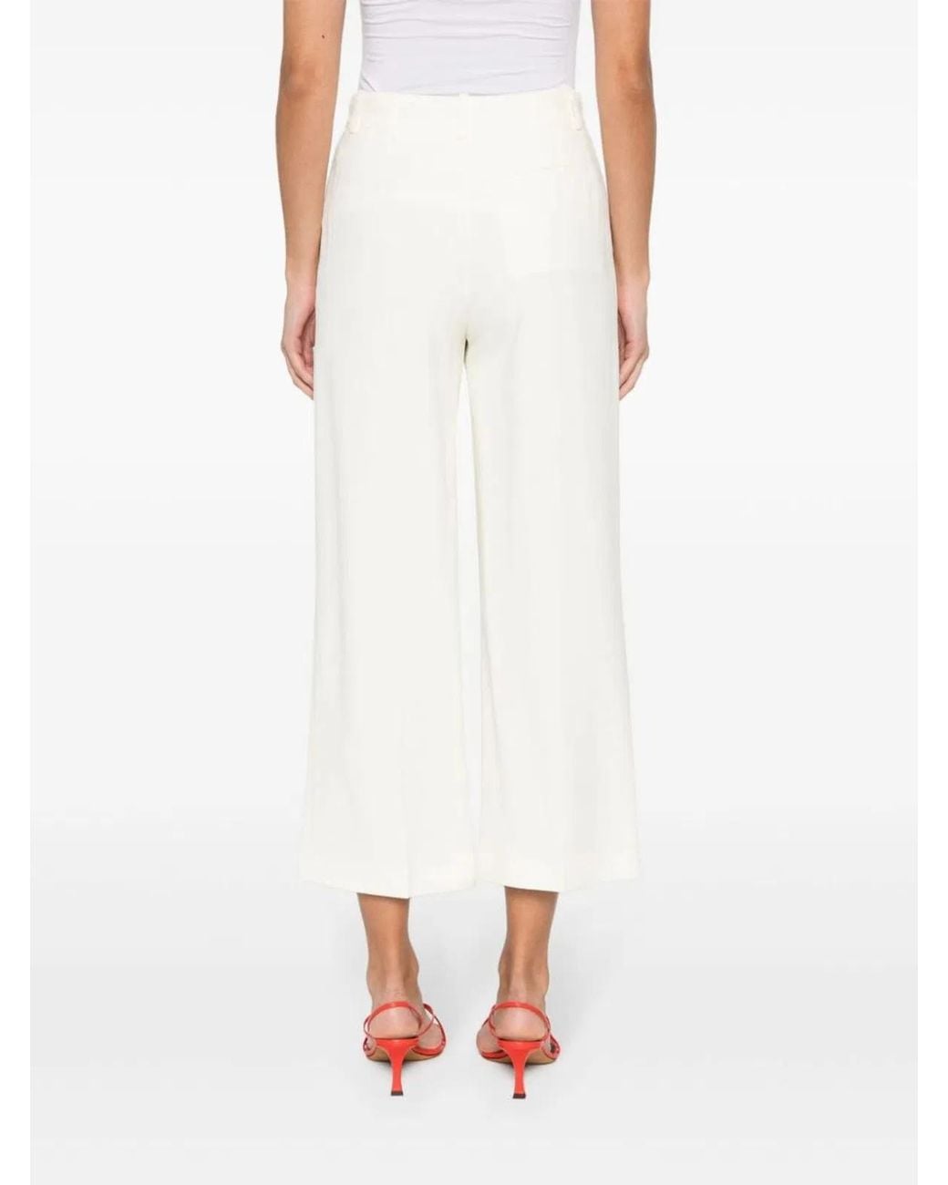 Erika Cavallini Semi Couture White Wide-Leg Trousers