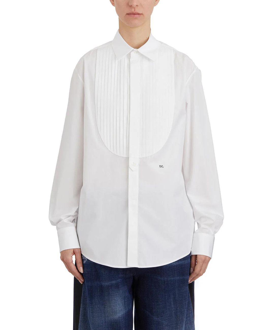 DSquared² White Cotton Tuxedo Shirt