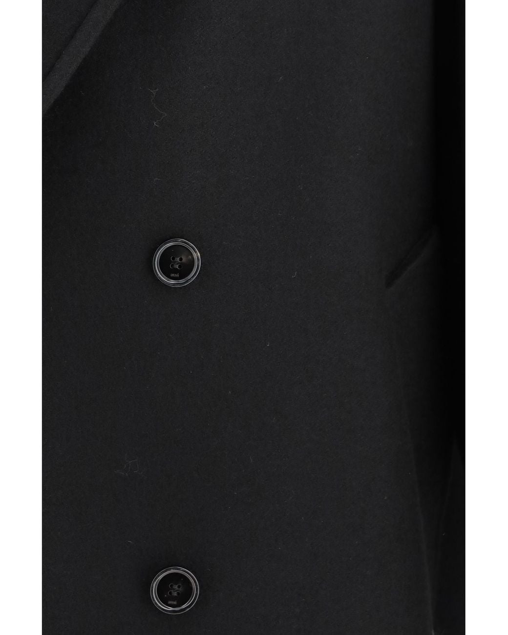 AMI Black Long Double Breasted Wool Coat for men