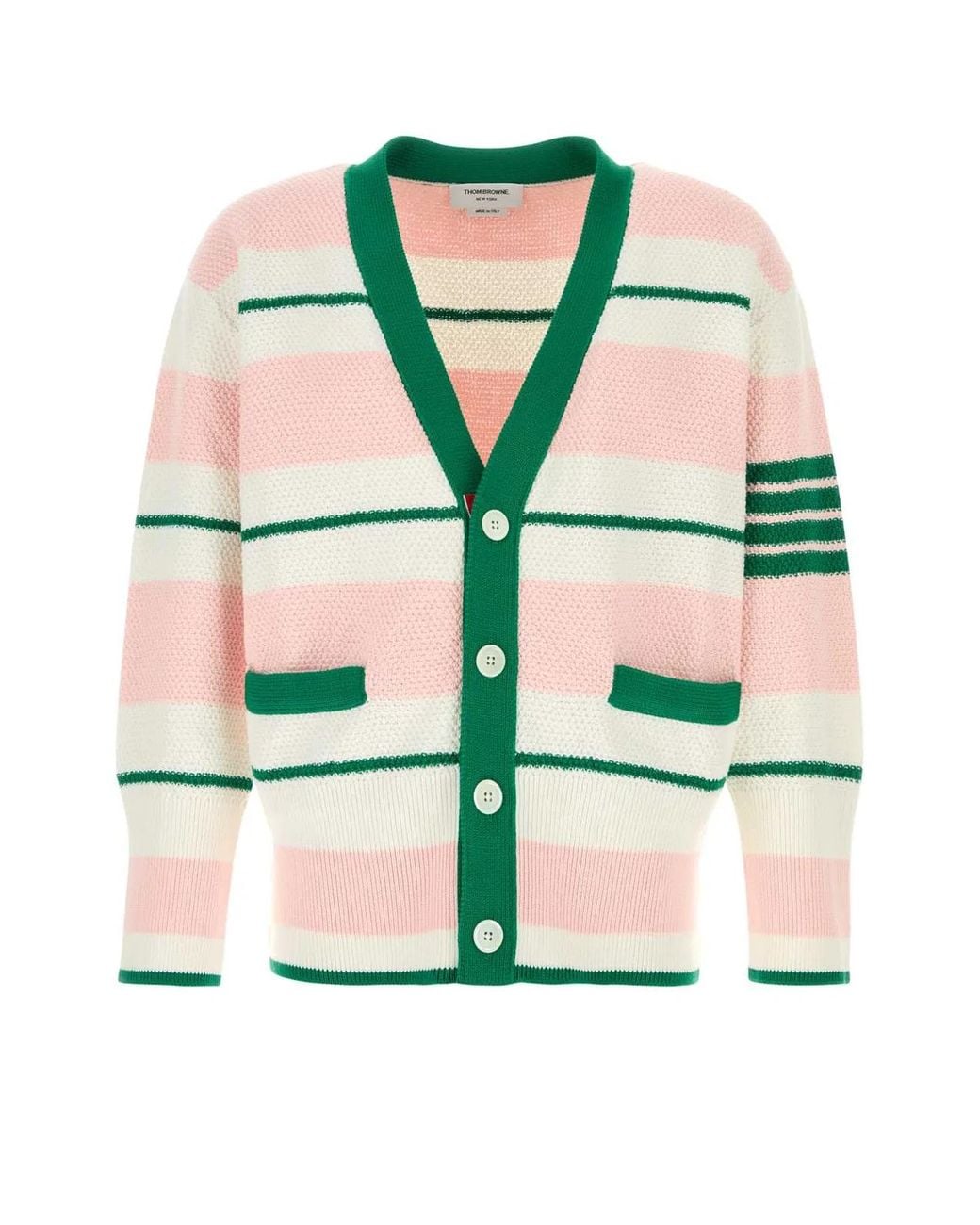 Thom Browne Green Embroidered Cotton Cardigan for men