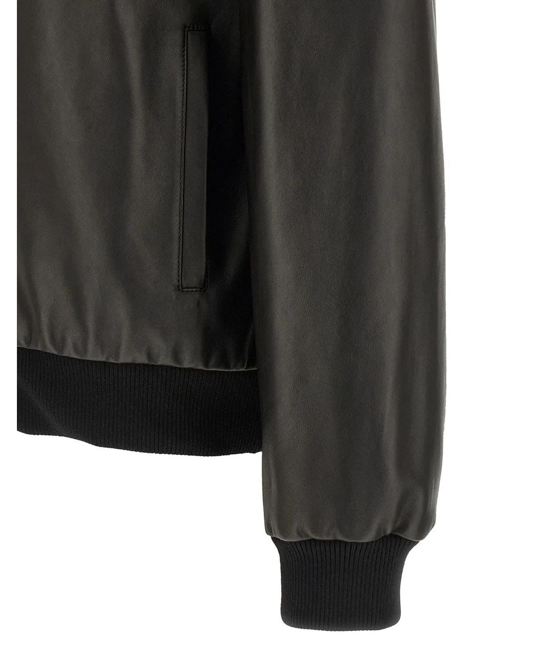 Fendi Gray Leather Blouson for men