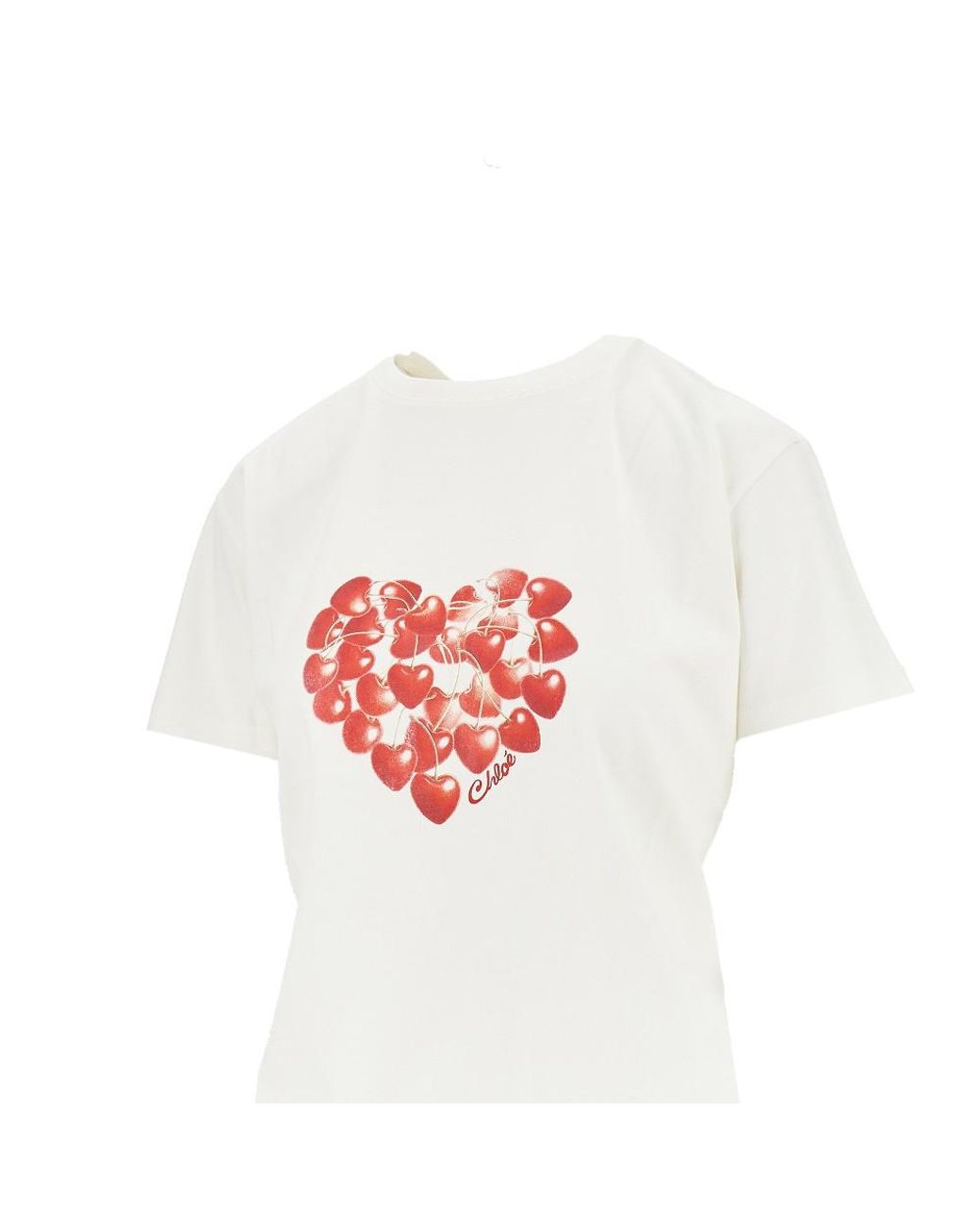 Chloé White Cherry Heart Print T-Shirt